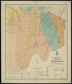 Geological map of Ohika Survey District / compiled and drawn by G.E. Harris.