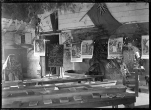 Interior view of the Menzies Hall, used by the Silverstream Sunday School, 1920.