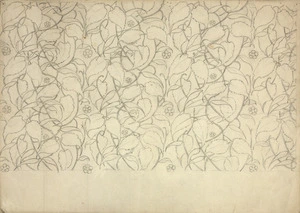 Hodgkins, Isabel Jane 1867-1950 :[Draft design for wallpaper, New Zealand foliage, which won first prize in New Zealand Industrial Exhibition, Wellington, 1885. 1885?]