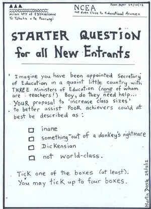 Doyle, Martin, 1956- :'Starter question for all New Entrants...' 29 October 2012