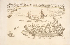 Gilsemans, Isaac :A view of the Murderers' Bay, as you are at anchor here in 15 fathom [1642]
