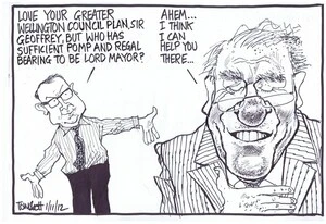 Scott, Thomas, 1947- :'Love your Greater Wellington Council plan Sir Geoffrey, but...' 1 November 2012
