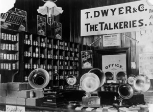 Interior of `The Talkeries', phonograph and gramophone record sellers, Masterton