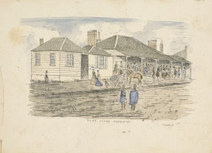Chapman, George Thompson, 1824-1881 :Post Office, Auckland. Chapman lith. [Auckland, 1861?]