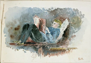 Hodgkins, Isabel Jane, 1867-1950 :[Boy reading. 188-]