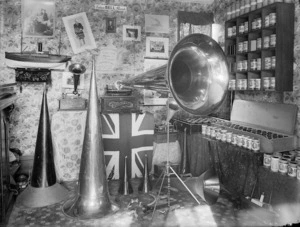 Phonographs and records, probably in Nelson