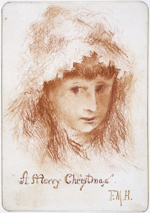Hodgkins, Frances Mary, 1869-1947 :A Merry Christmas [portrait of a girl. 1891?]