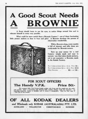 Scouts Gazette :Advertisement for Kodak Brownie camera