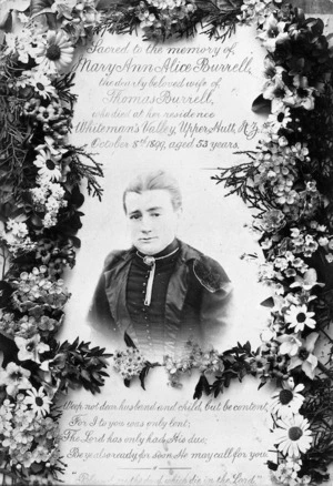 Aldersley, David James 1862-1928 (Photographer) : Memorial photograph of Mary Ann Alice Burrell