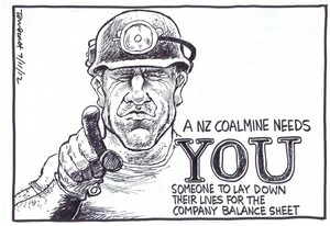 Scott, Thomas, 1947- :A NZ coalmine needs YOU, someone to lay down their lives for the company balance sheet. 7 November 2012