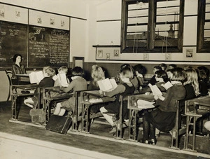 Children and teacher inside a classroom at Newtown School, Wellington