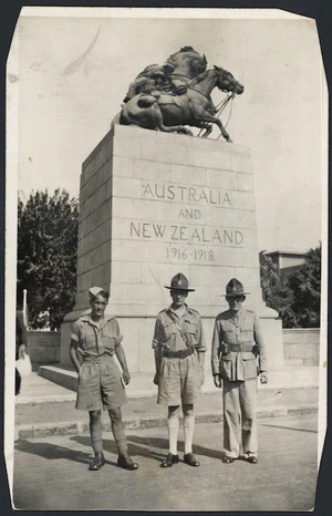 Group at the Australia and New Zealand World War I memorial, Port Said, Egypt