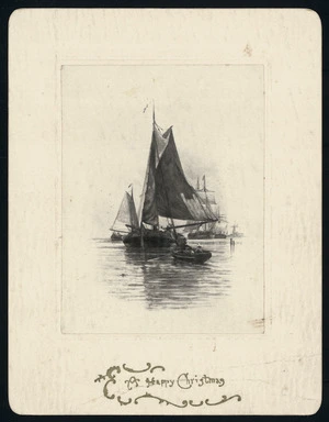 Christmas card featuring sailboats