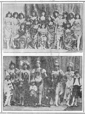 Photographer unknown :[Two group photographs of members of Pollard's Opera Company in costume. 1899].