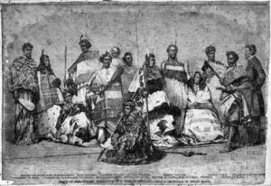 Penny Illustrated Weekly News :Group of New Zealand chiefs now on a visit to England / from a photograph by Vernon Heath ; A M W ; J M W [del] - [London] ; Penny Illustrated Weekly News [1863]