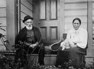 Wiremu Tamati Te Wera and his wife, at their home in Ohiro Road, Brooklyn, Wellington