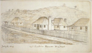 Taylor, Richard, 1805-1873 :Mr Baker's house, Waikari July 16 1841.