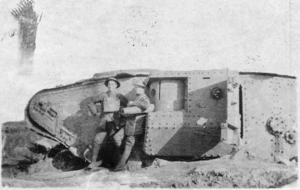 Damaged British tank near Zonnebeke road
