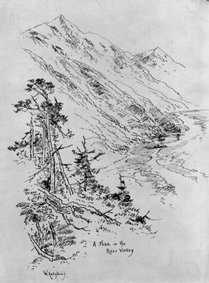 Hodgkins, William Mathew, 1833-1898 :A peak in the Rees Valley [1880s?]