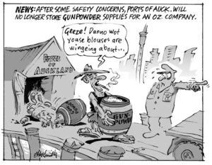 NEWS; After some safety concerns, Ports of Auck will no longer use GUNPOWDER supplies for an Oz company. 24 February 2010