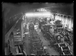 Petone Railway Workshops. Interior view of the Erecting Shop, 1900.
