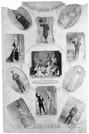 Poster advertising Auckland Amateur Opera Club's production of Gilbert and Sullivan's The Sorcerer