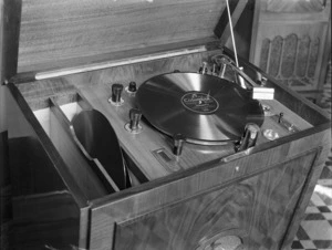 Gramophone with a Columbia record on the turntable
