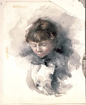 [Hodgkins, Frances Mary] 1869-1947 :[Portrait sketch of a girl. ca 1890]
