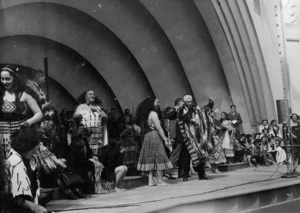 Maori group performing, Centennial Exhibition, Wellington