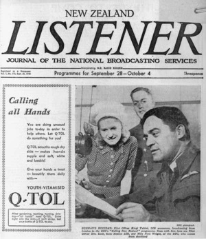 New Zealand Listener :25 September 1942 [Cover]