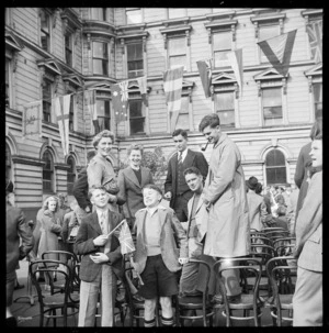 Group during VE day celebrations, Wellington