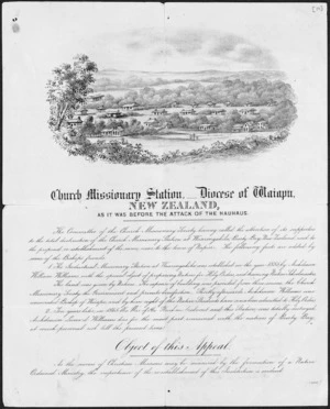 Letterhead engraving of the Church Missionary Station at Waerengaahika, Diocese of Waiapu