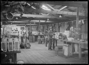 Interior view of the tinsmiths' shop at Hillside Railway Workshops, Dunedin.