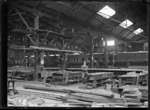 Petone Railway Workshops. Interior view of the Carpenters' Shop.
