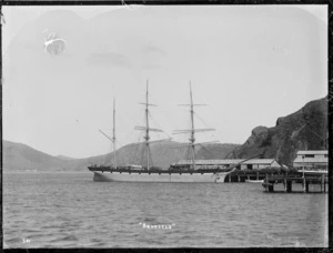 Sailing ship Brussels docked at Port Chalmers