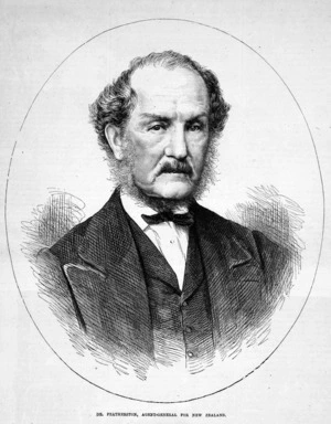 Wood engraving of Isaac Earl Featherston