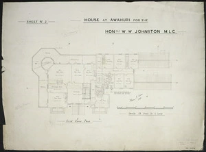 Clere, Fitzgerald & Richmond :House at Awahuri for the Hon W W Johnston M L C. 1896.