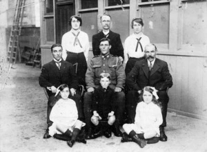 Group at Newtown tram sheds, 1914