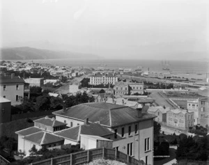 Looking north east over Wellington, towards Government Buildings and the harbour