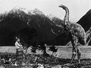 Maori man and moa