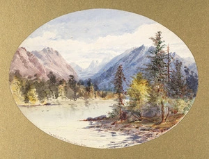 Hodgkins, William Mathew, 1833-1898 :The outlet of the Te Anau Lake, Otago. Xmas 1880.