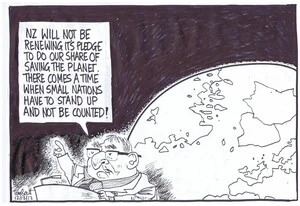 Scott, Thomas, 1947- :'NZ will not be renewing it's pledge to do our share of saving the planet. There comes a time when small nations have to stand up and not be counted!' 12 December 2012