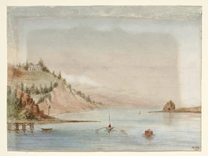 Levin, William Hort, 1845-1893 :[Port Nelson with Arrow Rock]. 1867.