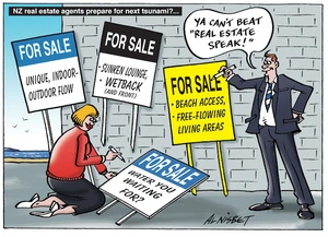 NZ real estate agents prepare for next tsunami?... "Ya can't beat 'real estate speak!'" 2 March 2010