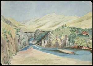 Minson, Arthur William, 1870-1962 :Hanmer Bridge over Waiau River [ca 1926]