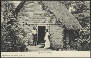 Postcard. Fijians at home. Published by Gus Arnold, Suva, Fiji. [ca 1904-1914]