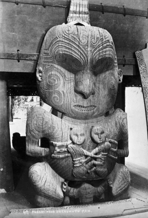 Maori wood carving, Pukaki,from Ohinemutu Pa, Rotorua
