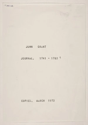 Grant, John b 1741 : Journal