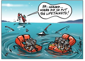 Nisbet, Alastair, 1958- :'Er... Gerard... where did ya put the life jackets!' 3 January 2013