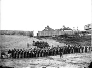 Soldiers from the 18th Royal Irish Regiment at Rutland Stockade, Wanganui